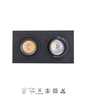 BASICO GU10 *EMPOTRABLE DOBLE GU10 NEGRO